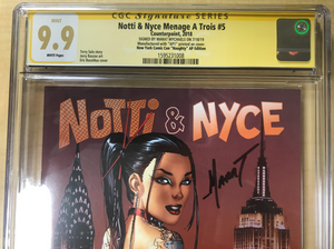 Notti & Nyce Menage a Trois #5 NYCC Exclusive NAUGHTY Variant Cover by EBAS Artist Proof AP1 Signed by Marat Mychaels CGC Signature Series Graded 9.9