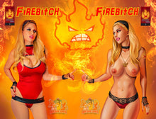 Load image into Gallery viewer, Firebitch #1 Cara Nicole Real World to Comic Realm Nice &amp; Naughty Topless Connecting Cover 2 book Set by Alfred Trujillo &amp; Cara Nicole BooKooComix Exclusive Limited to 69 Serial Numbered Sets!!!