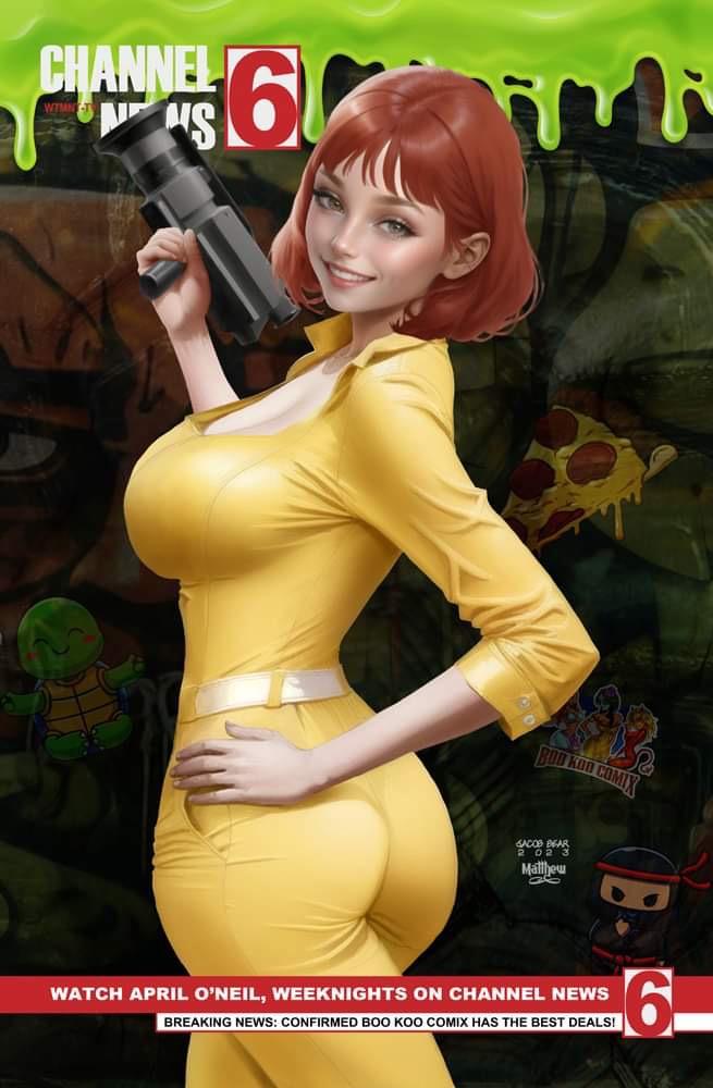 April O'Neil Reporting Live 6 Book Cosplay Set by Jacob Bear & Matthew Bear Claw Studios Bear Babes Preview Book BooKooComix Exclusive Limited to /99