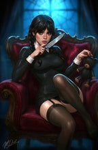 Load image into Gallery viewer, Wednesday Addams 4 Book Virgin Variant Set by Mila Art Sultry Slashers BooKooComix Exclusive