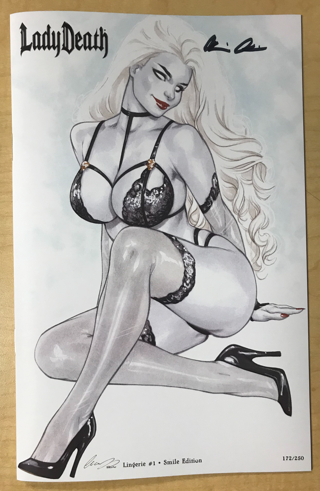 Lady Death: Lingerie #1 Pin Up Book SMILE Edition Variant Cover by Elias Chatzoudis Signed by Brian Pulido w/ COA Limited to 250 Copies!!!