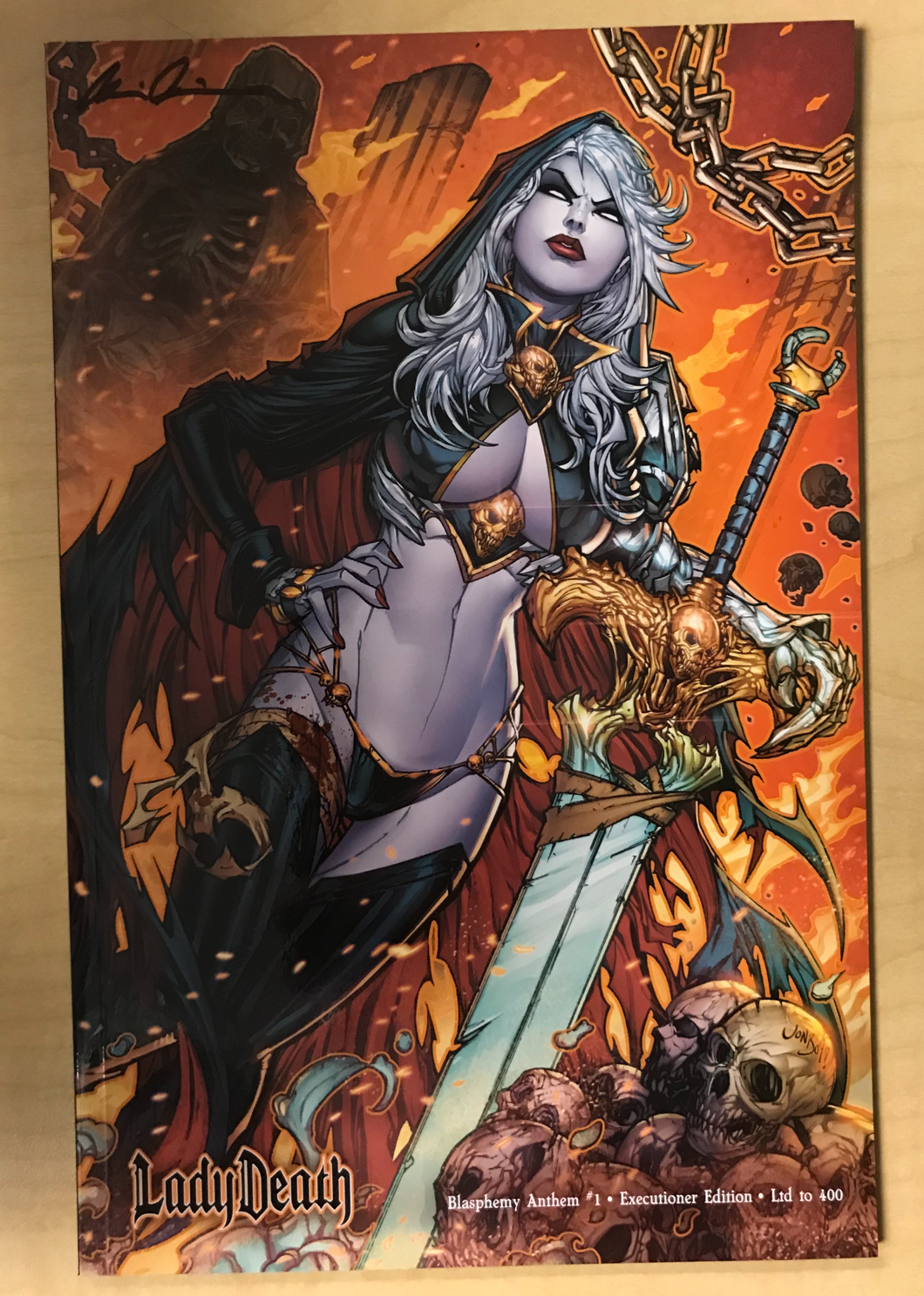 Lady Death: Blasphemy Anthem #1 Executioner Edition Variant Cover by Jonboy Meyers Signed by Brian Pulido w/ COA Limited to Only 400 Copies Kickstarter Exclusive!!!