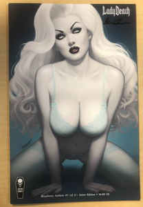 Lady Death: Blasphemy Anthem #1 Azure Edition Variant Cover by Matt Merhoff Signed by Pulido w/ COA