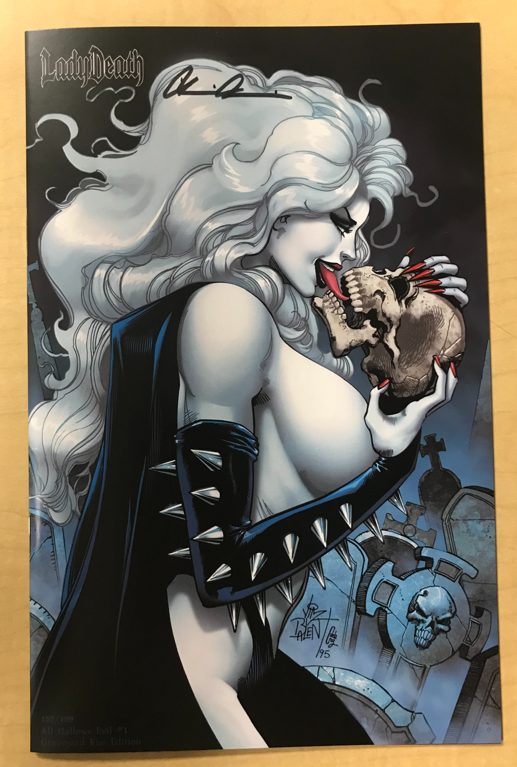 Lady Death: All Hallows Evil #1 Graveyard Kiss Variant by Jim Balent Signed by Brian Pulido w/ COA /199