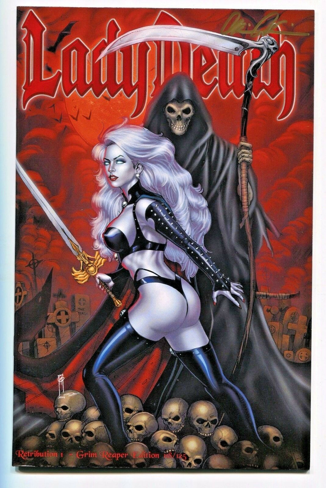Lady Death Retribution #1 GRIM REAPER Variant Cover by Garrie Gastonny Signed