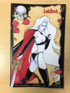 Lady Death Sketch Card All Stars #1 ROSE Variant Cover by Jackie Santiago Signed
