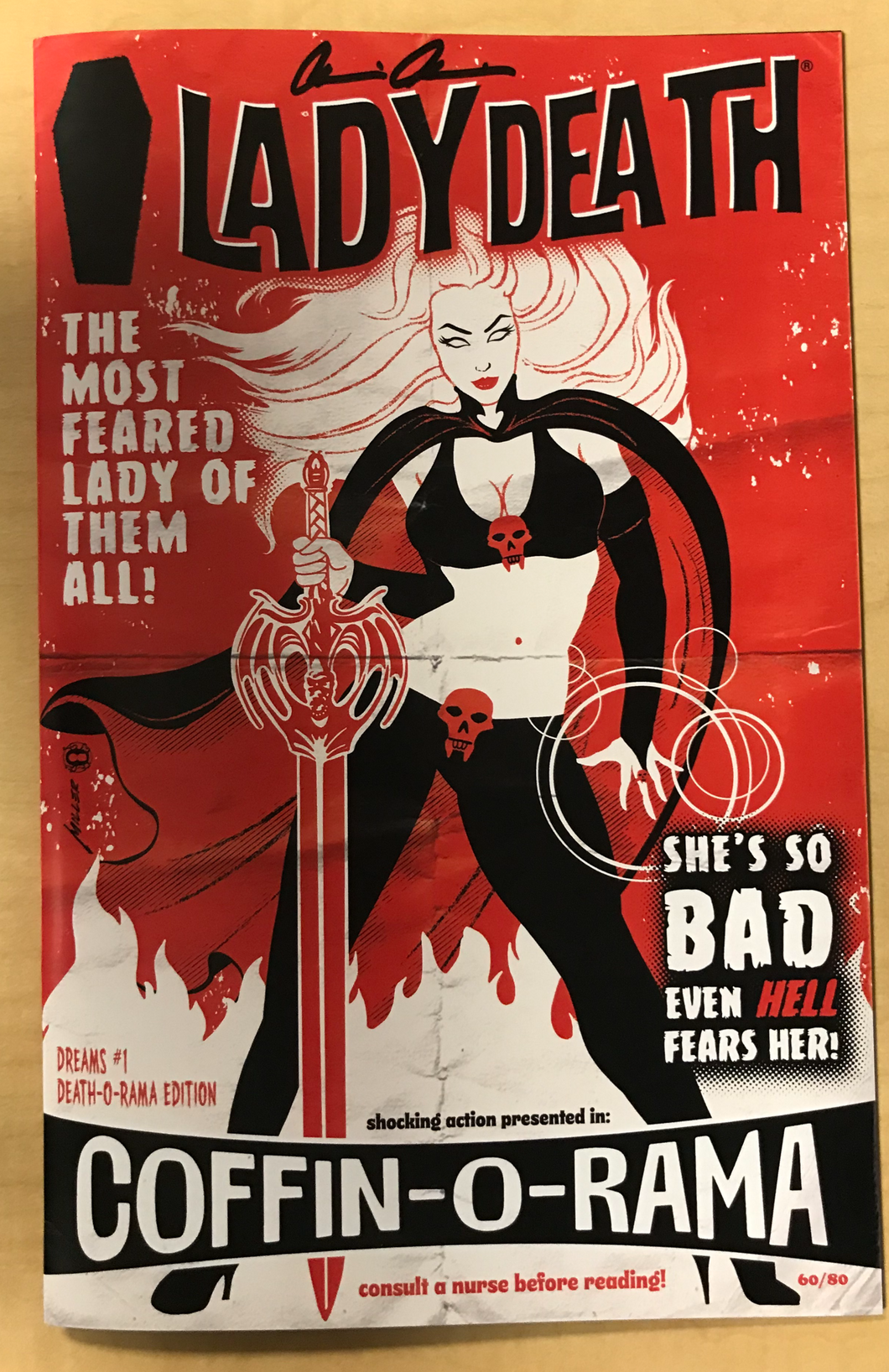 Lady Death: Dreams #1 DEATH-O-RAMA Edition Variant Cover by Brian Miller Signed by Brian Pulido w/ COA Only 80 Copies Made!!!