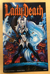 Lady Death: Sketch Card All Stars #1 Haunted Edition by Bill Maus Signed by Brian Pulido w/ COA Only 50 Copies Made!!!