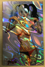 Load image into Gallery viewer, Hardlee Thinn #1 BooKoo Tattoo NAUGHTY TOPLESS Lava Holofoil Variant Cover by Nate Szerdy BooKooComix 20th Anniversary Exclusive Limited to Only 20 Serial Numbered Copies!!!