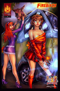 Firebitch #1 Velma & Daphne Mystery Machine Nice & Naughty Cosplay Scooby Doo Set by Alfred Trujillo & Cara Nicole BooKooComix Exclusive Editions Limited to 50 Serial Numbered Sets!!!
