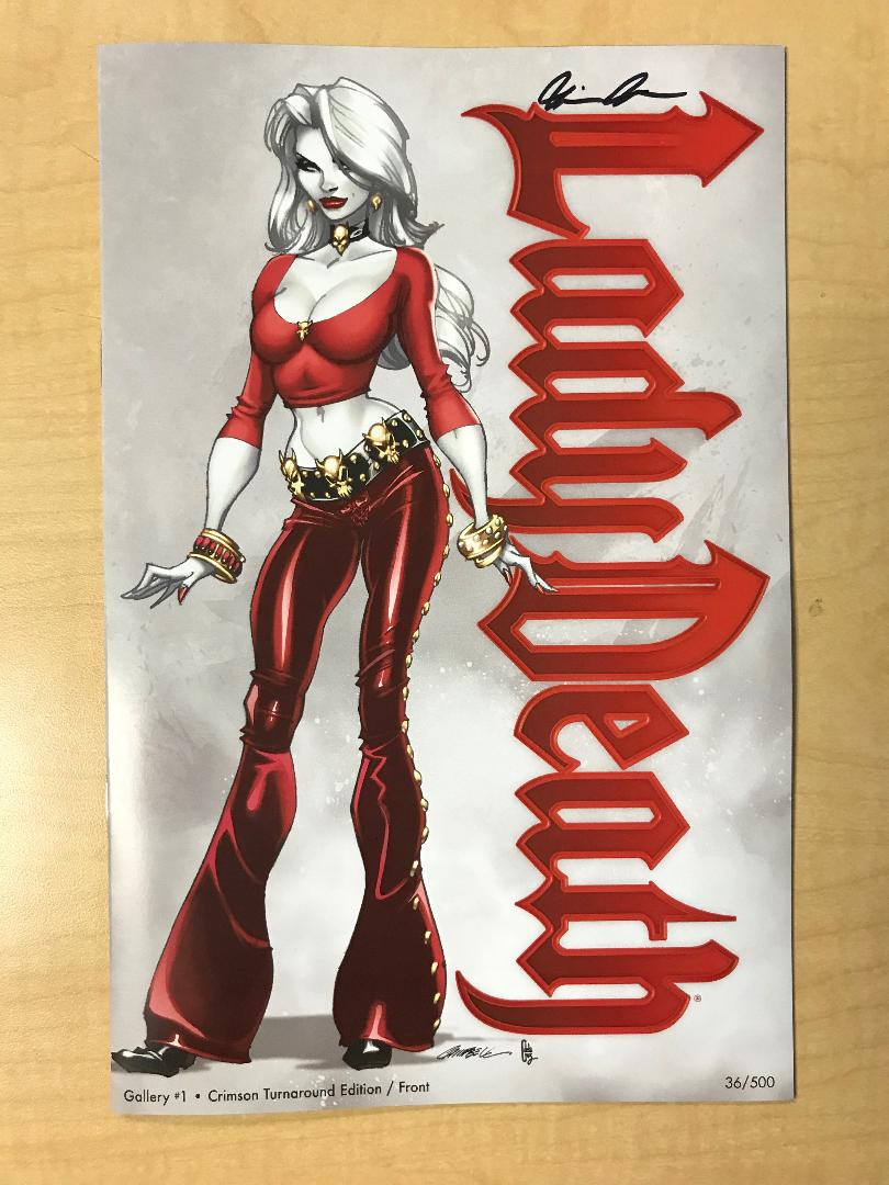 Lady Death Gallery #1 Crimson Turnaround FRONT Variant Cover by J Scott Campbell Signed Brian Pulido