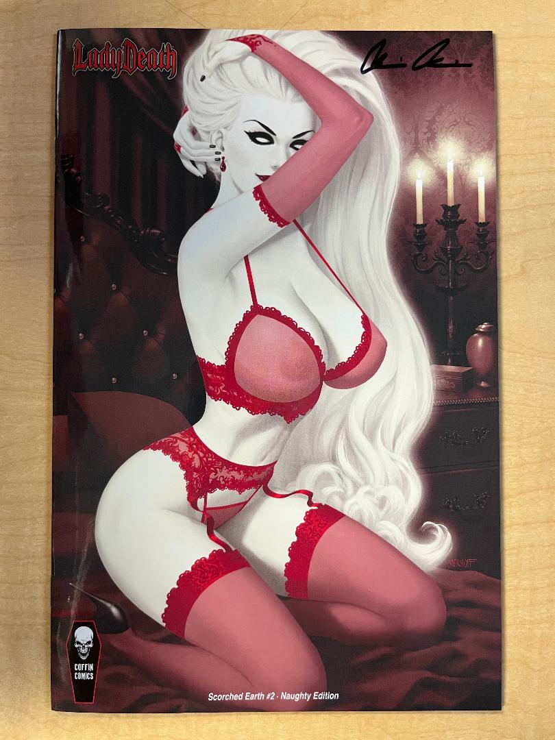 Lady Death Scorched Earth #2 NAUGHTY Variant Cover by Matt Merhoff Signed by Brian Pulido w/ COA