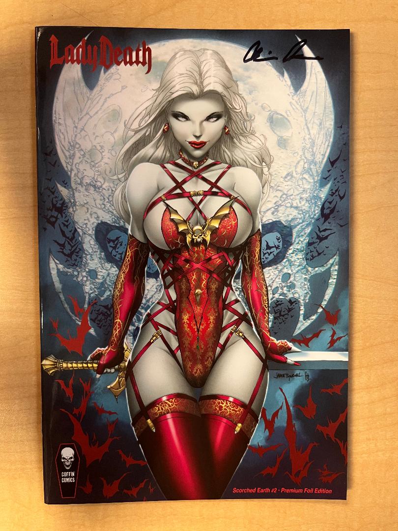 Lady Death Scorched Earth #2 Premium Foil Variant Cover by Jamie Tyndall Signed by Brian Pulido w/ COA