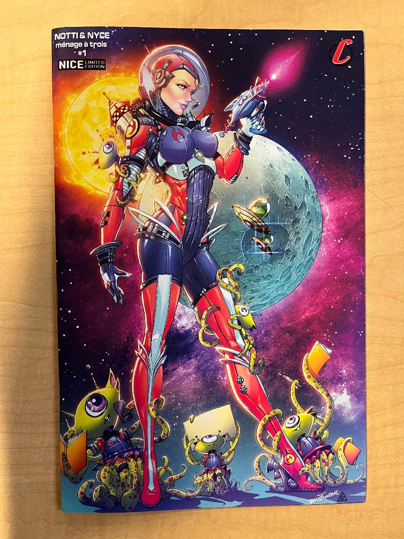 Notti & Nyce Ménage A Trois #1 Space Girl NICE Variant Cover by Jamie Tyndall Limited to 150 Copies Counterpoint Marat Mychaels