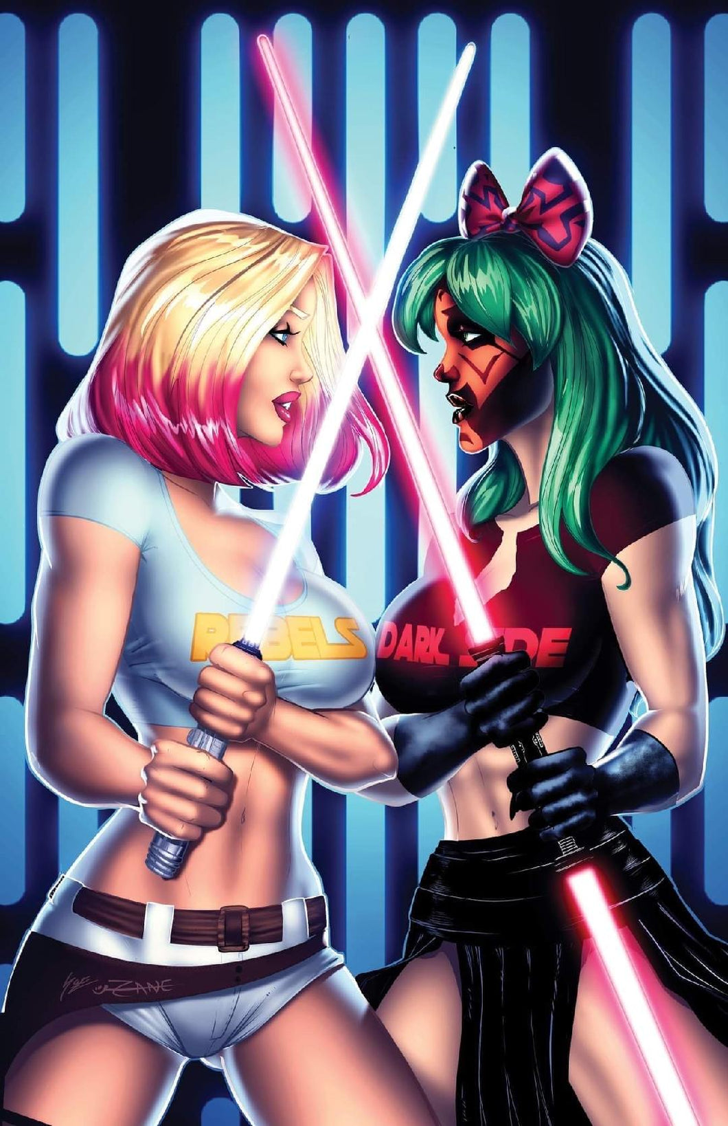 Totally Rad Wars Rebels vs Dark Side Lightsaber Duel Star Wars Cosplay Nice & Naughty 2 Book Variant Cover Set by CB Zane Limited to 50 BooKooComix Exclusive!!!