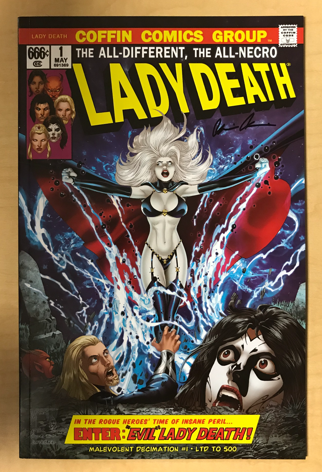 Lady Death: Malevolent Decimation #1 Uncanny X-Men #101 Dave Cockrum Homage Variant Cover by Marat Mychaels Signed by Brian Pulido w/ COA Limited to 500 Copies!!!