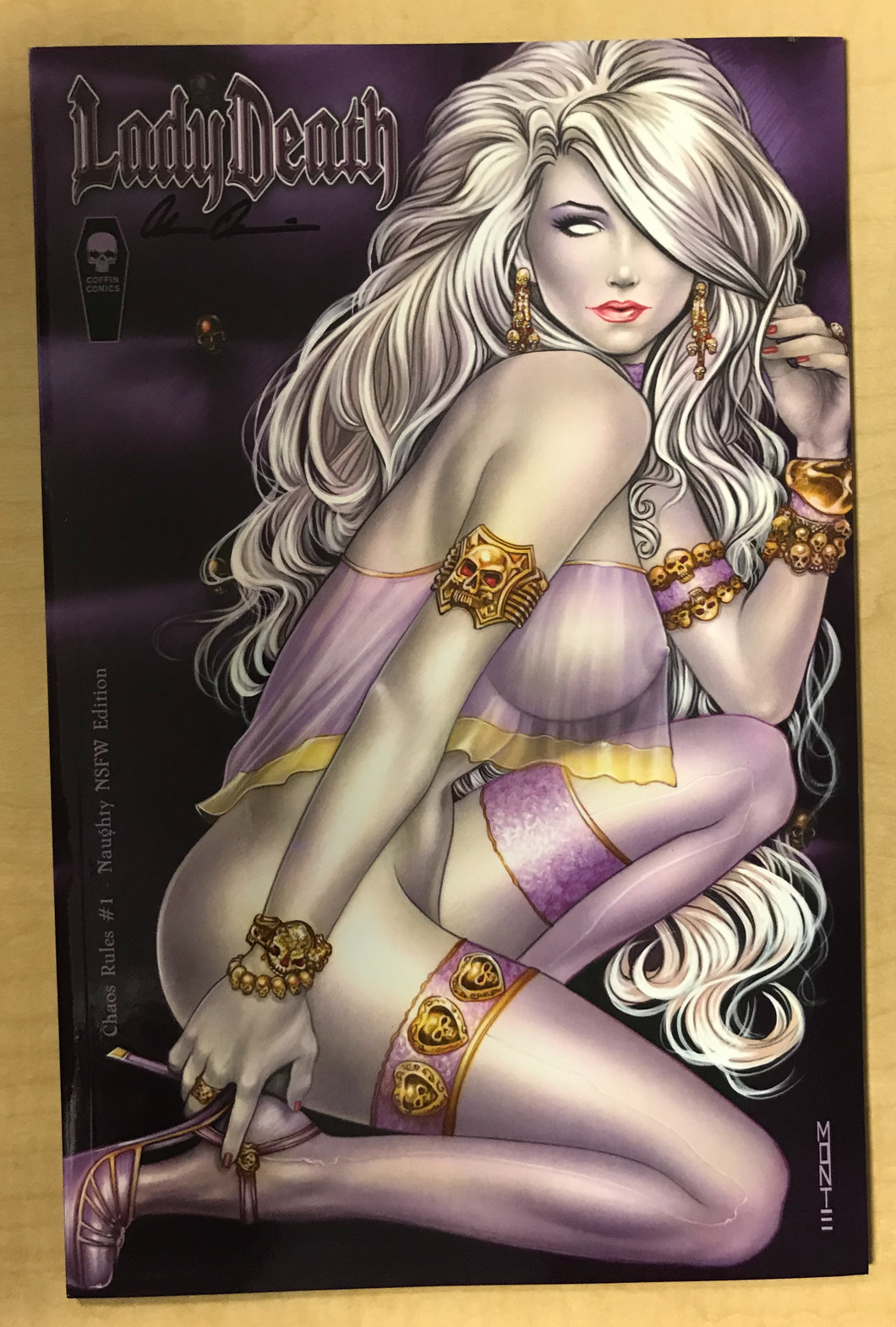 Lady Death: Chaos Rules #1 Naughty NSFW Edition Variant Cover by Monte Moore Signed by Brian Pulido w/ COA!!!