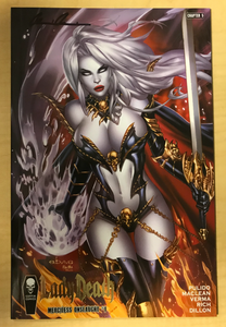 Lady Death: Merciless Onslaught #1 Premiere GOLD FOIL Edition Variant Cover by EBAS Eric Basaldua Signed by Brian Pulido w/ COA