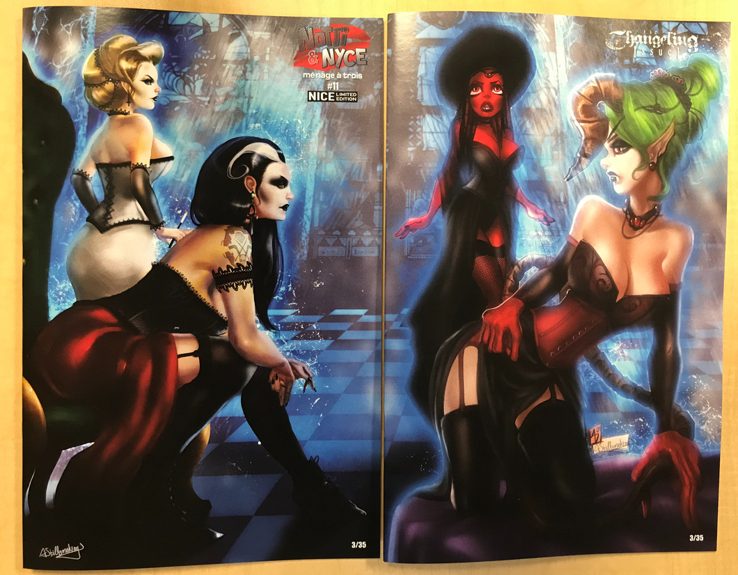 Notti & Nyce Ménage a Trois #11 / The Changeling #1 2021 Goth Day NICE Connecting Cover 2 Book Set by Anastasia Stillsmoking & Anthony Delaney Limited to 35 Serial Numbered Sets!!!