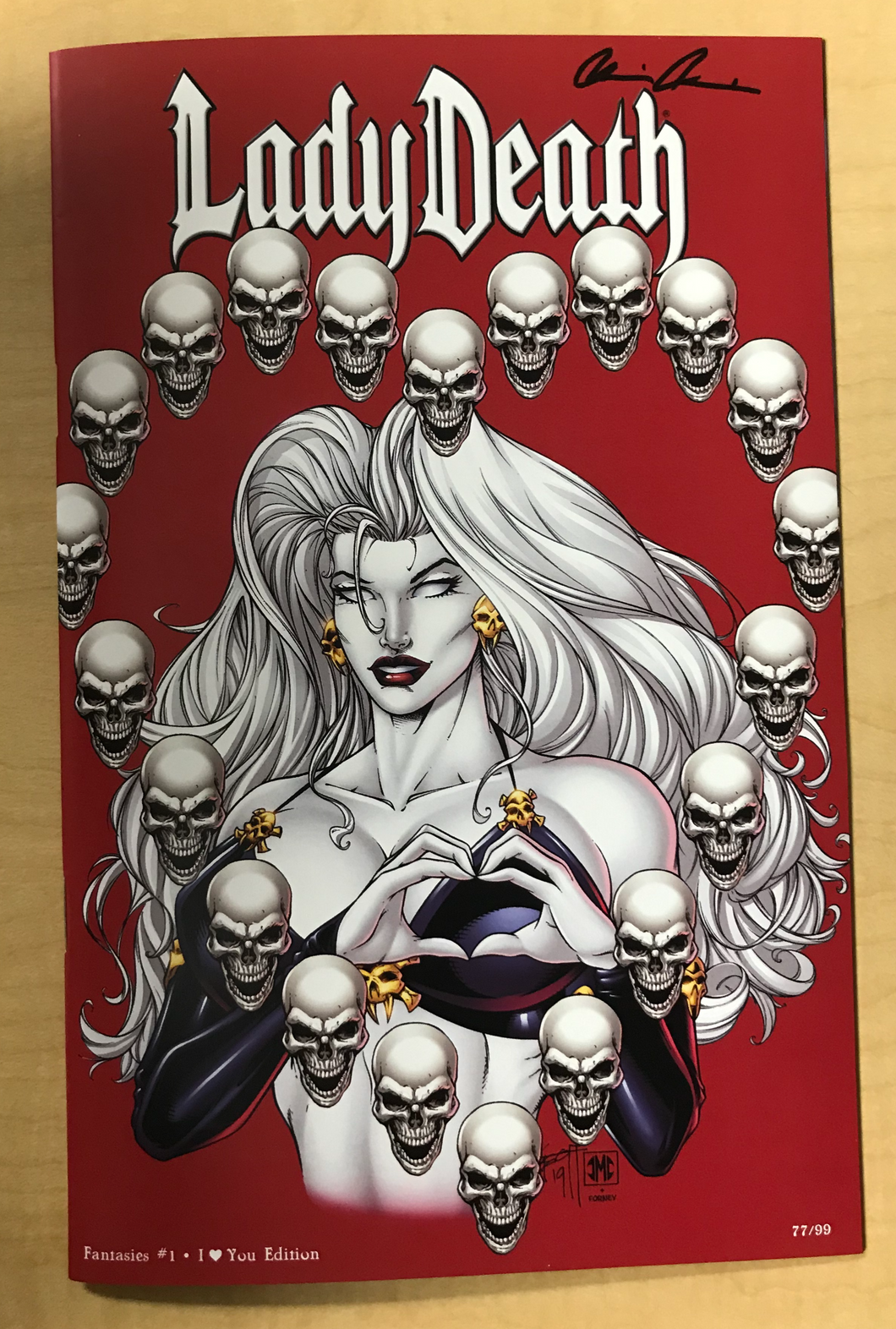 Lady Death: Fantasies #1 I Love You Edition Variant Cover by Geoff Kinnear, Jeremy Clark & Sean Forney Signed by Brian Pulido w/ COA Limited to Only 99 Copies!!!